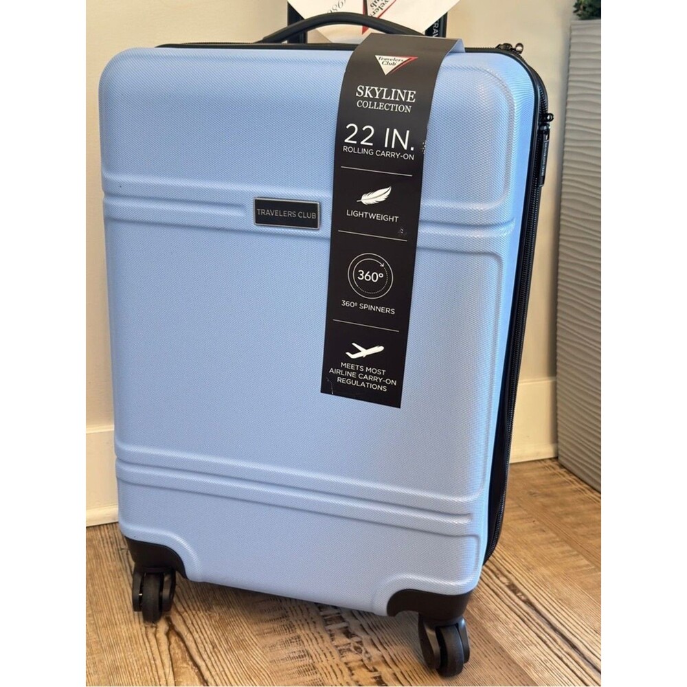 Travelers Club Skyline 22" Carry-On Hardside Luggage - Baby Blue travel bag - Picture 7 of 16